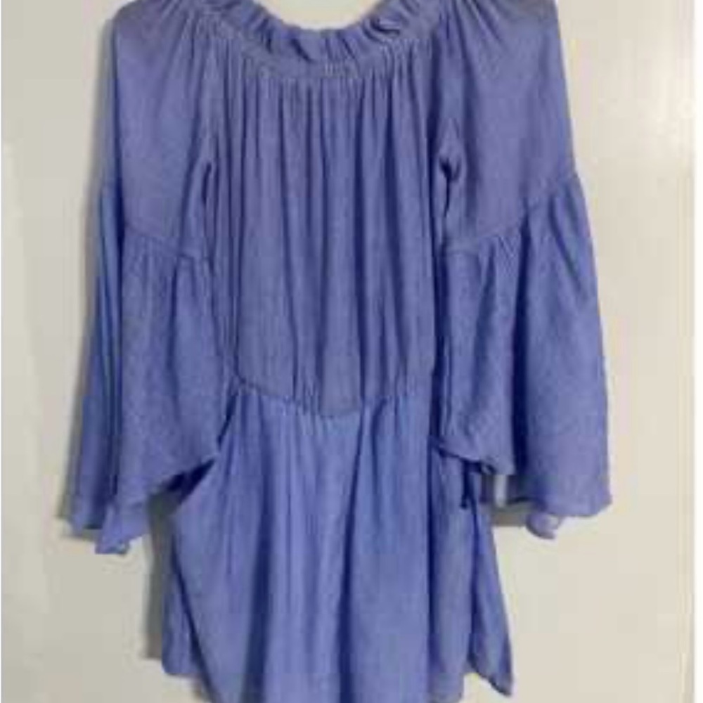 GB Girls Light Blue Off-Shoulder Blouse Short Romper